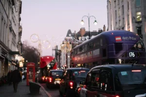 Busy London Street With Shoppers